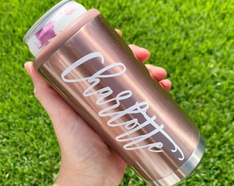 Personalized Skinny Can Cooler - Stainless Steel- Holds 12oz Slim Cans - Bachelorette - Summer- Skinny Can Koolie