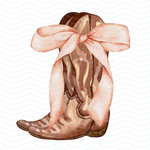 Coquette Cowboy Boots Peach Pink Bow SVG File, Cowgirl Bootst, Cute Girl, Bachelorette Grand Millenial, Soft Girl Aesthetic, Pink Aesthetic