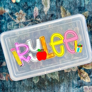 Boîtes à crayons personnalisées - Pochette à crayons - Pochette de rangement avec griffes - Pochette à fermeture éclair - Retour à l'école - UVDTF Maternelle premier deuxième tiers