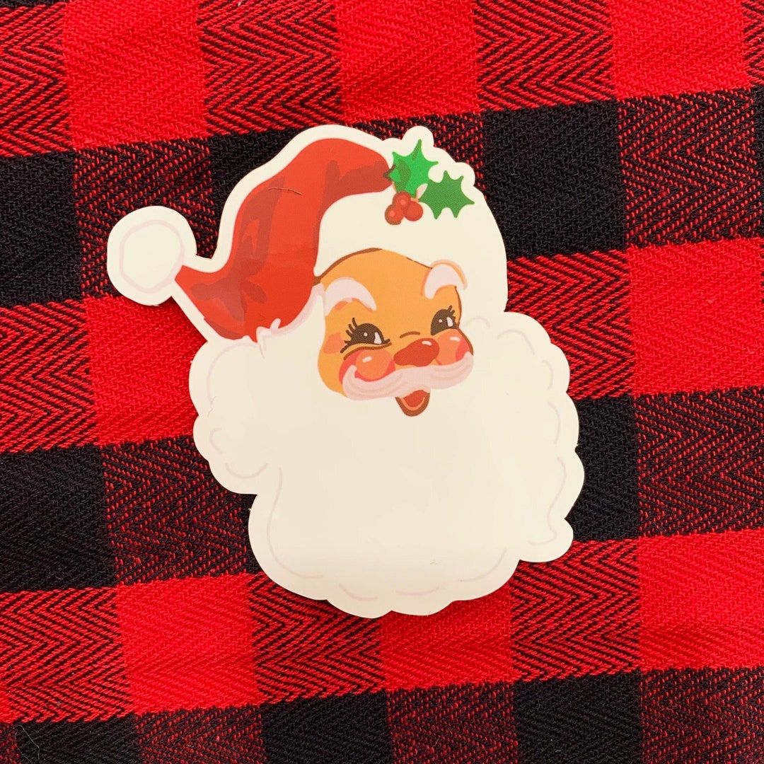 Retro Santa Sticker - Sized for Shakers or Cold Cup or Laptop Christmas ...