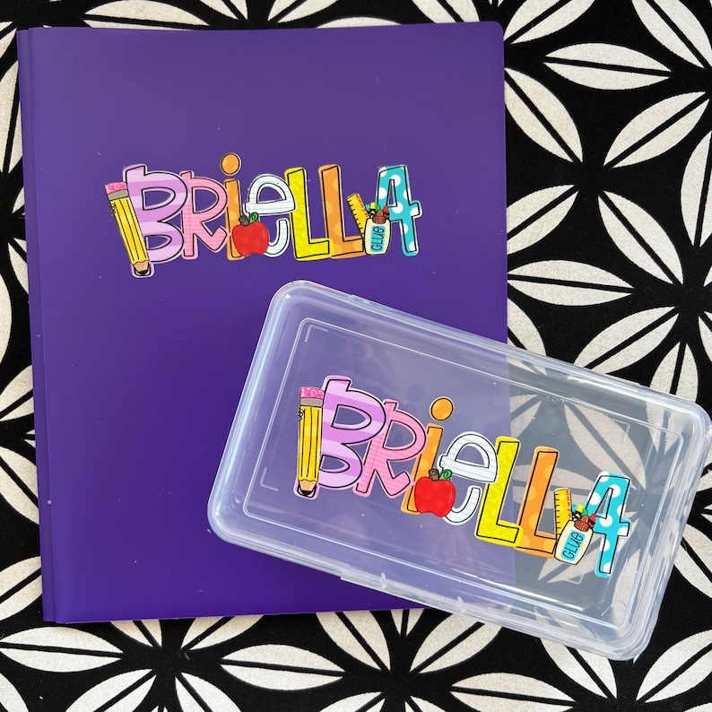 Personalized Pencil Boxes - Pencil Pouch - Pocket Folder with Prongs - Zipper Pouch- Back to school - UVDTF Kindergarten first second third image 6