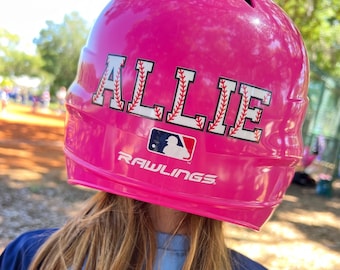 Set di 2 - Decalcomania UVDTF per Teeball Baseball Softball - Adesivo per casco da baseball e mazza - Little League - Adesivo con nome per casco da baseball