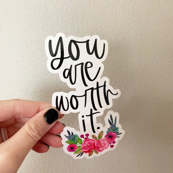 You Are Worth It Vinyl Sticker sized for Shakers or Cold Cup -  Beachbody Coach- Energize Decal- Cup NOT included