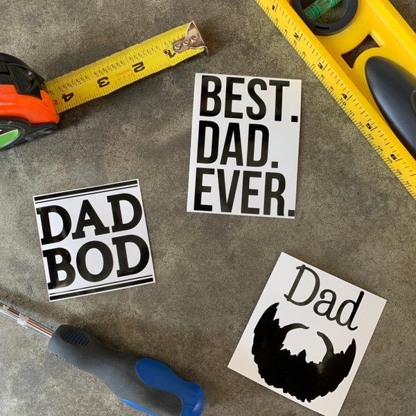 Decals for Dad! Best Dad Ever - Dad Bod - Dad Beard Father's Day Decals Manly Sized for Shaker Cup- Decal Only