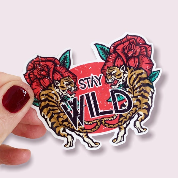 Stay Wild Tiger Retro Vinyl Sticker sized for Shakers or Cup - Inspiration Motivation  Beachbody Coach- Energize Decal- Cup NOT included