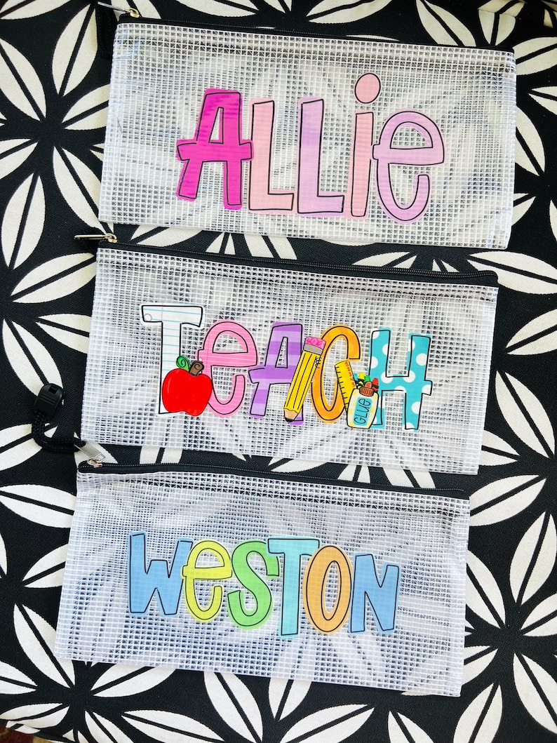 Personalized Pencil Boxes - Pencil Pouch - Pocket Folder with Prongs - Zipper Pouch- Back to school - UVDTF Kindergarten first second third image 3