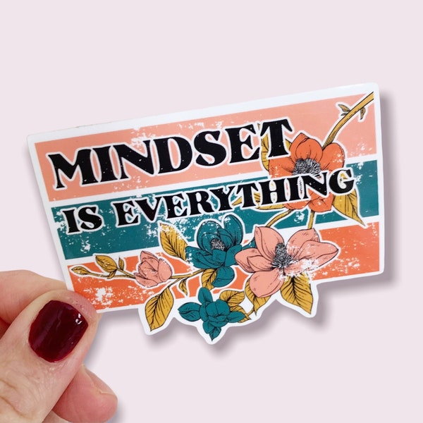 Mindset is Everything Retro Vinyl Sticker sized for Shakers or Cup - Inspiration Motivation  Beachbody Coach- Energize - Cup NOT included