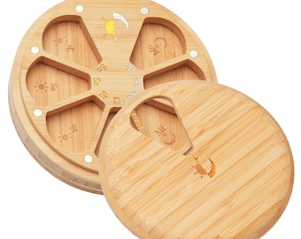 Dubbelzijdig premium pillendoosje, pillenorganizer voor 7 dagen, tabletdoosje 125 mm met revolutionair goud/zilver design (ochtend & avond) + gouden magneet