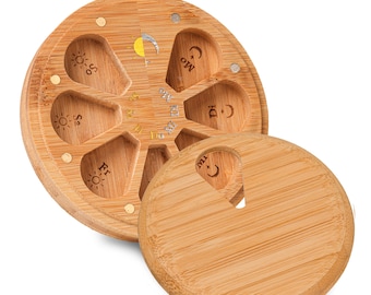 Luxe houten pillendoos – dubbelzijdig, pillenorganizer voor 7 dagen met 14 vakjes, 11 cm, met 24-karaats gouden magneten, ritueel voorwerp, medicijnorganizer