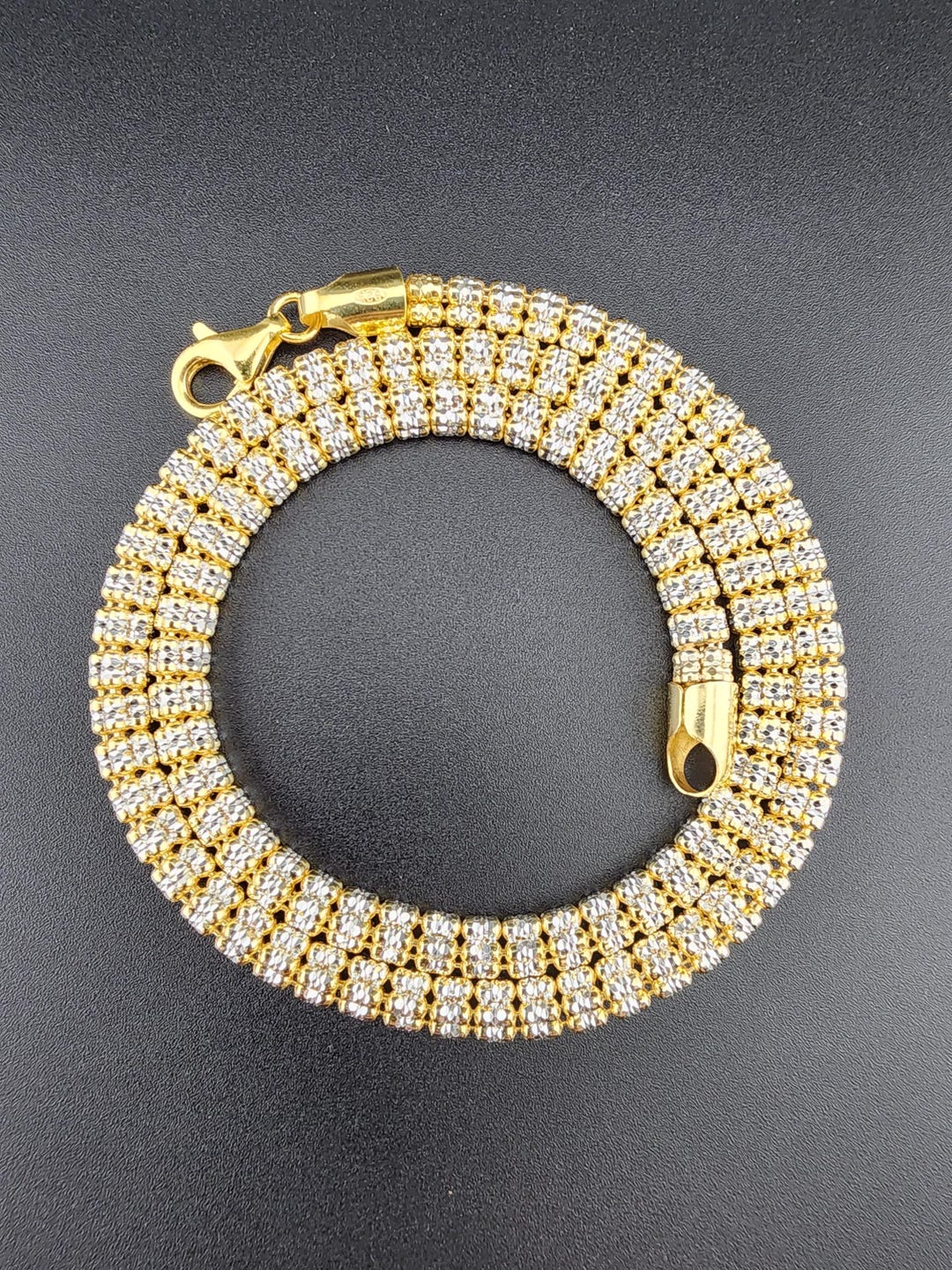 Sterling Silver Two-tone Ice Link Chain/bracelet – Italy-made, 925 XRF ...