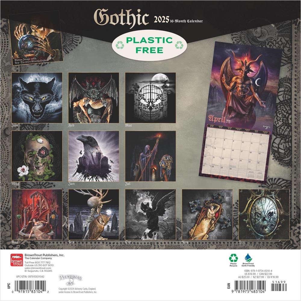 Gothic Calendar 2025 Square 30cm X 30cm 100% Plastic Free - Etsy