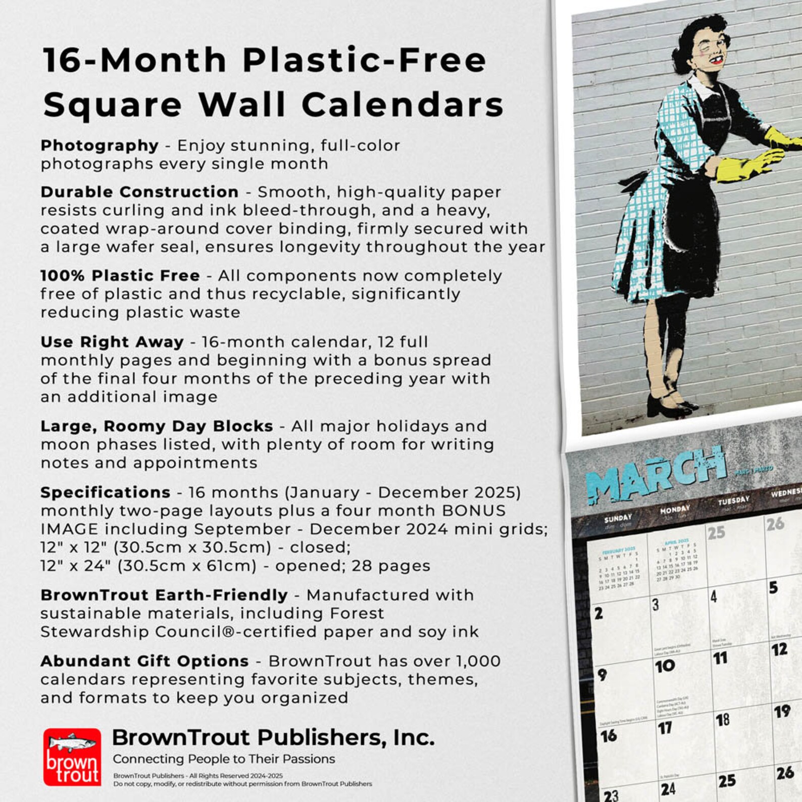 Banksy's Graffiti Calendar 2025 Square 30cm X 30cm 100% Plastic Free - Etsy