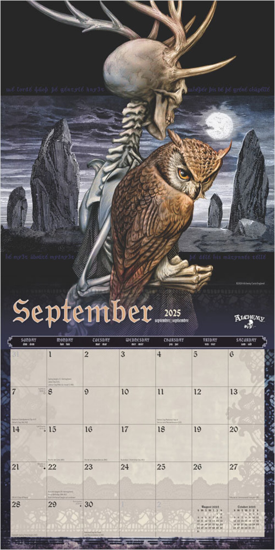 Gothic Calendar 2025 Square 30cm X 30cm 100% Plastic Free - Etsy