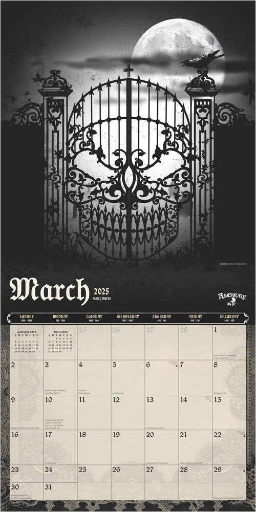 Gothic Calendar 2025 Square 30cm X 30cm 100 Plastic Free Etsy