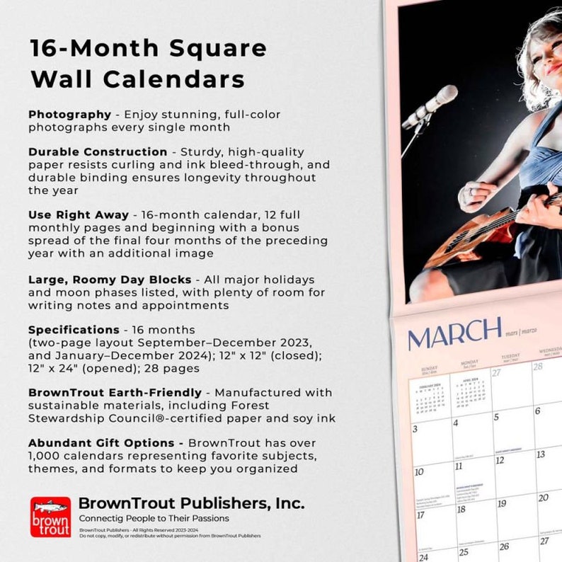 Taylor Swift OFFICIAL Calendar 2025 12 X 12 Inch Monthly Square Wall