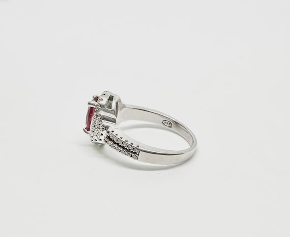 Sterling Silver Clear and Ruby Red Rhinestone Rin… - image 6