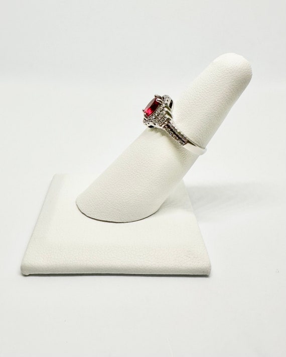 Sterling Silver Clear and Ruby Red Rhinestone Rin… - image 8