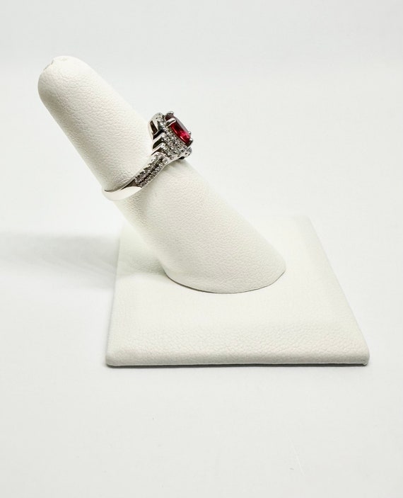 Sterling Silver Clear and Ruby Red Rhinestone Rin… - image 9