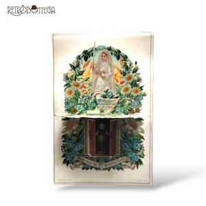 Carte Sainte Ancienne Française Autel à Soufflet Tridimensionnel SOUVENIR DE COMMUNION - Paris