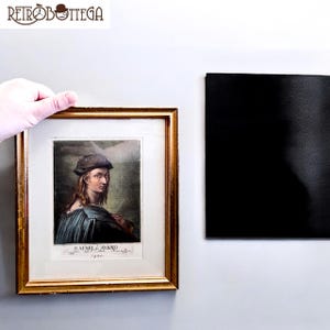 Stampa su tela ritratto di Raffaello Sanzio da Urbino cornice dorata e passepartout