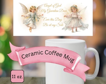 Guardian Angel Ceramic Mug: Religious Prayer Gift (11oz)