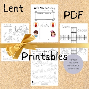 Lent Projects for Kids, Lent Calendar, Lent Path, Lent Resolutions, PDF Printable Files