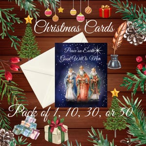 Unique Christmas Card, 3 Wise Men,  Pack of 1/10/30/50 with envelopes, Religious Christmas Card, Nativity Cards