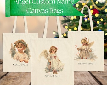 Angel Cotton Canvas Tote Bag, Personalized Touch, Gift for all ages