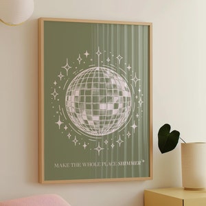 Mirrorball Digital Print | Sage Green Decor | Music Wall Art | Aesthetic Prints | Folklore Print | Bedroom Decor | Dorm Room Decor