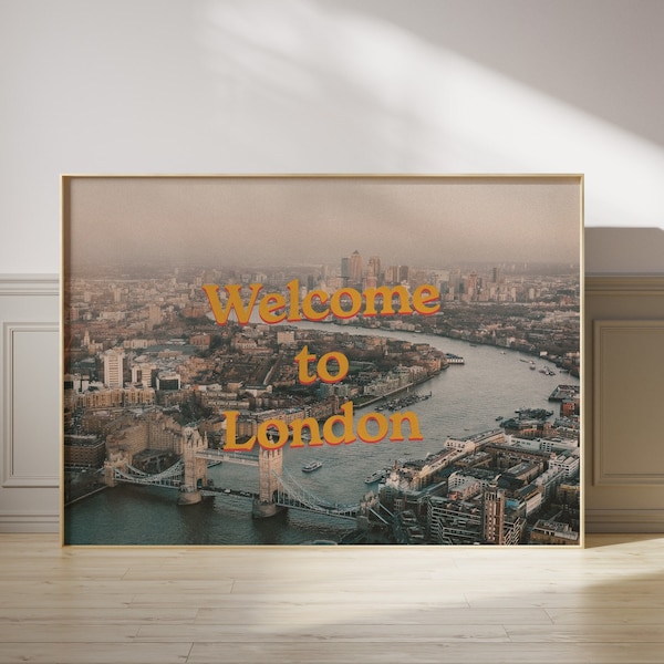 Retro London Digital Print | City Wall Art | Home Decor | Vintage Travel Poster | Bedroom Decor |  Retro Travel Art | Aesthetic Print