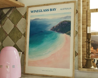 Wineglass Bay Digital Print | Australia Watercolour Art | Travel Wall Art | Beach House Decor | Coastal Art | Australia Gift