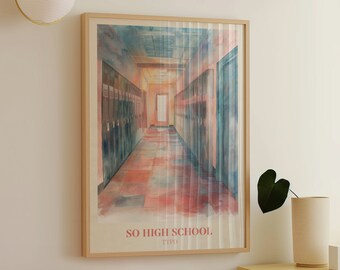 Impressão digital "So High School" | Arte de parede musical | Impressão estética | Decoração de quarto | Impressão feminina | Impressão em aquarela