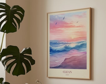 Impressão digital limpa | Arte de parede com tema musical | Impressão estética | Decoração de quarto | Arte em aquarela | Impressão feminina | Impressão rosa pastel