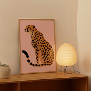 Pink Cheetah Wall Art | Animal Poster | Colourful Print | Safari Wall Art | Animal Illustration | Bedroom Wall Art | Dorm Room Decor
