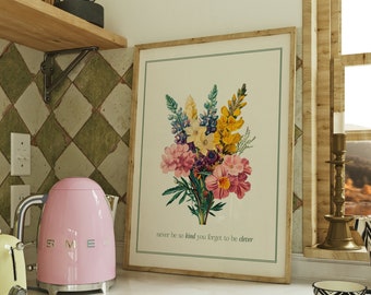 Never Be So Kind You Forget To Be Clever Digital Print | Botanical Print | Music Wall Art | Aesthetic Print | Marjorie Print | Bedroom Decor