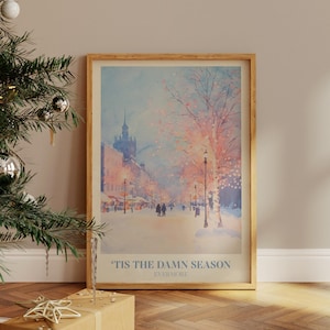 Digitalt tryck: Tis The Damn Season | Väggkonst med musik | Evigt tryck | Jultryck | Julklapp | Akvarellkonst | Flickvänlig väggkonst