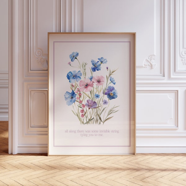 Invisible String Digital Print | Botanical Print | Music Wall Art | Aesthetic Print | Folklore Print | Bedroom Decor