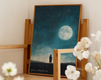 You're A Cowboy Like Me Digital Watercolour Print | Music Wall Art | Evermore Print | Aesthetic Print | Bedroom Decor | Girly Print