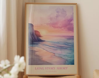 Long Story Short Digital Print | Music Wall Art | Aesthetic Print | Evermore Print | Bedroom Print | Watercolour Art | Girly Wall Art