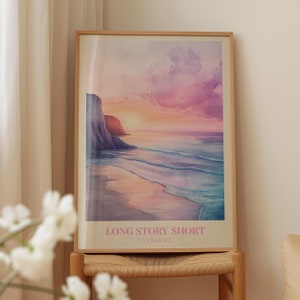 Long Story Short Digital Print | Music Wall Art | Aesthetic Print | Evermore Print | Bedroom Print | Watercolour Art | Girly Wall Art