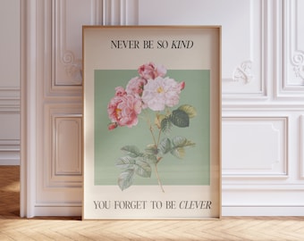 Never Be So Kind You Forget To Be Clever Digital Print | Music Wall Art | Aesthetic Prints | Taylor Art | Bedroom Decor | Marjorie Print