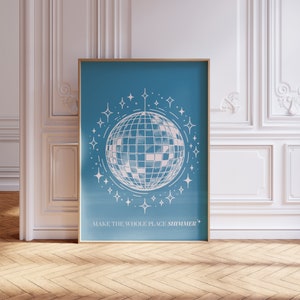 Bejeweled Mirrorball Digital Print | Music Wall Art | Aesthetic Prints | Taylor Art | Bedroom Decor | College Wall Art | Blue Print