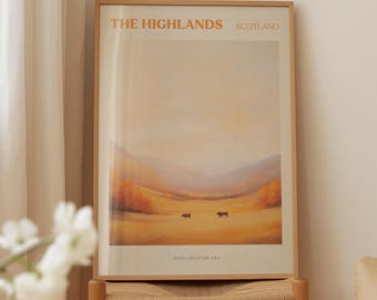 The Highlands Digital Print | Watercolour Landscape | Scotland Travel Wall Art | Bedroom Decor | Scotland Print | Home Decor