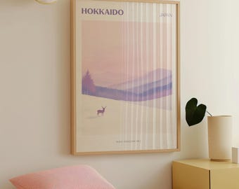 Hokkaido Digital Print | Japanese Winter Art | Travel Wall Art | Japandi Decor | Japan Gift | Japan Travel Print | Winter Poster