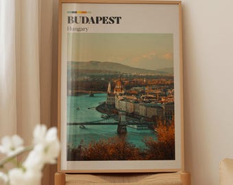 Budapest Retro Digital Print | Boston Wall Art | Living Room Decor | Travel Poster | Aesthetic Prints | Travel Art | Vintage City Print