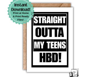 Tarjeta de cumpleaños número 20: Directamente de mi adolescencia, Generación Z (Archivo PDF imprimible)
