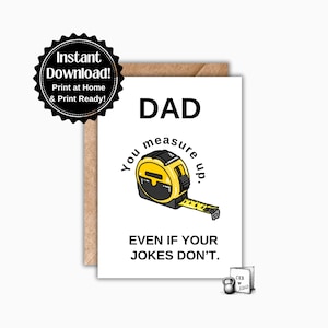 Father's Day Card | Dad Jokes | Tool Lover | Tool Pun | Card Puns | Tape Measure | You Measure Up Even if Your Jokes Don't-Retract! Retract!