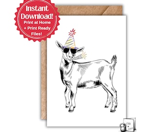 Happy Birthday GOAT Card: Gen Z Printable Greeting (PDF Download
