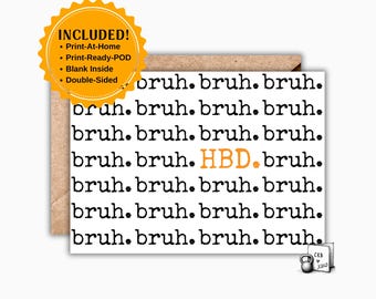 Funny Gen Z Birthday Card: Bruh Slang (Digital Download)