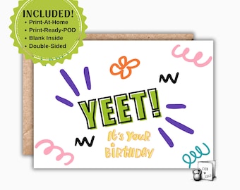 ¡YEET! Tarjeta de cumpleaños: Tarjeta de felicitación con jerga de la Generación Z (Descarga digital)